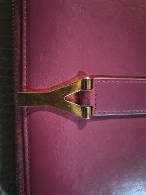 Yves Saint Laurent Magenta Leather Wallet with Gold Hardware
